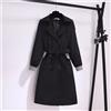 Giacca Trench Spolverino Donna Nero Bianco Lungo Cintura Elegante 53510