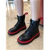 stivali stivaletti anfibi moda platform nero rosso pelle sintetica 9098