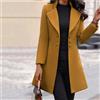 Cappotto Donna Giacca Lunga Giallo Senape Bottone Slim Elegante 46506