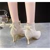 Stivali Scarpe Stivaletti Tronchetto Pelle Sintetica Oro Strass 8 cm 85727