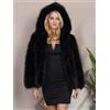 Giacca cappotto gilet pelliccia ecologica sintetica nero cappuccio morbido P056
