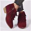 stivali stivaletti invernali anfibi rosso scarpe pelle sintetica frange 9881