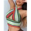 Top donna maglia corta T-Shirt Elasticizzata con lacci a Incrocio colorato C018