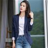 Giacca tailleur donna blazer spezzato ufficio slim blu gessato elegante 32410