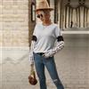 Maglia pullover felpa donna maniche lunghe grigio maculato morbida 27133