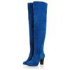 stivali stivaletti scamosciati pelle sintetica coscia blu elettrico 8 cm 1715