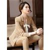 Tailleur completo gessato marrone elegante giacca manica lunga pantalone 4896