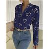 Camicia Maglia Blusa Donna Camicetta Maniche Blu Oro Morbida Scollata 51802