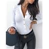Body sottogiacca maglia maniche lunghe morbido bianco scollato 4631