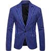giacca smoking uomo elegante blu bianco righe bottone slim moda uomo 1097