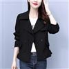 Giacca Trench Spolverino Donna Beige Nero Corto Slim Elegante 38514