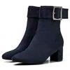 Stivaletti stivali tacco quadrato blu scamosciato 6 cm pelle sintetica 1679