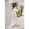 Tuta Intera Donna Jumpsuit Morbida Elegante Pantaloni Slim Bianco 55582