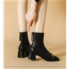 Stivali Scarpe Stivaletti Nero Oro Comodo Tronchetto 7 cm Pelle Sintetica 41312