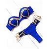 moda mare costume due pezzi bikini blu oro fascia mini coppe slip 6160
