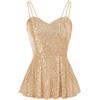 T-shirt maglia donna canotta canottiera corto top oro strass 17720