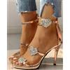Sandali stiletto tronchetto oro lucido 12 cm pelle sintetica eleganti 1368