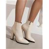 stivali scarpe stivaletti donna tronchetto beige 10.5 cm pelle sintetica 30839