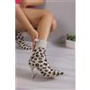 Stivali Scarpe Stivaletti Donna Tronchetto Beige 10 cm Pelle Sintetica 76692