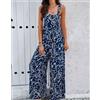 Tuta Intera Donna Jumpsuit Pagliaccetto Elegante Pantaloni Blu Bianco 01150