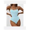 moda mare costume intero monokini donna coppe preformate azzurro scollato 30493