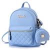 Zaino donna zainetto vintage zip pelle sintetica blu oro casual borchie 1011