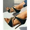 Sandali stiletto bicolor oro tronchetto 12 cm pelle sintetica eleganti 1387