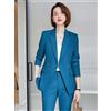 Tailleur completo donna ufficio giacca blazer pantaloni slim blu gessato T229