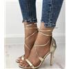 Sandali stiletto tronchetto oro lucido 12 cm pelle sintetica eleganti 1311
