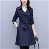 Giacca trench spolverino donna con cintura blu slim fit elegante D128