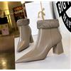 stivali scarpe stivaletti donna tronchetto beige 6.5 cm pelle sintetica 35957