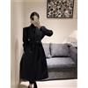 Cappotto Donna Giacca Lunga Nero Cintura Accappatoio Caldo Elegante 43918