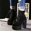 Stivaletti stivali tacco platform perforato nero 15 cm pelle sintetica CZ285