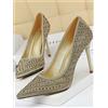 scarpe donna decolte oro 1 strass stiletto 10 eleganti pelle sintetica 9077