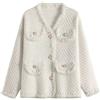 Cappotto Donna Giacca Corto Blazer Coco Bianco Crema Morbido Slim 84446