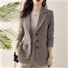 Giacca lunga donna blazer lunga elegante slim ufficio marrone cachi bicolor P040