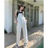 Tuta Intera Donna Jumpsuit Pagliaccetto Salopette Bianco Jeans 06633