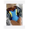 moda mare costume intero monokini donna coppe preformate blu giallo slim 30492