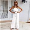 Tuta intera donna jumpsuit fascia bianco bohoo pantaloni ampli palazzo 3915
