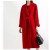 Cappotto Donna Giacca Lunga Rosso Nero Cintura Accappatoio Caldo Elegante 1202