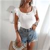 Maglia Maglietta Donna T-shirt Canotta Top Blusa Bianco Incrocio Raso Maglia