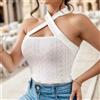 Maglia Maglietta Donna T-shirt Canotta Top Blusa Bianco Incrocio Raso Maglia