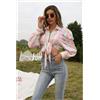 camica maglia a top donna nodo in vita manica lunga rosa multicolore D040