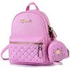 Zaino donna zainetto vintage zip pelle sintetica rosa oro casual borchie 1011