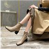 stivali scarpe stivaletti donna tronchetto beige 7 cm pelle sintetica 35380