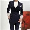 Tailleur completo blu gessato giacca manica lunga e pantalone elegante 4884