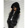 Giacca Donna Cappotto Gilet Pelliccia Ecologica Sintetica Nero Cappuccio 38936
