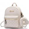 Zaino donna zainetto vintage zip pelle sintetica bianco oro casual borchie 1011