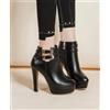 stivali scarpe 15 cm platform nero oro tronchetto pelle sintetica 87188