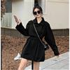 Giacca Trench Spolverino Donna Nero Con Cintura Slim Fit Elegante 39702